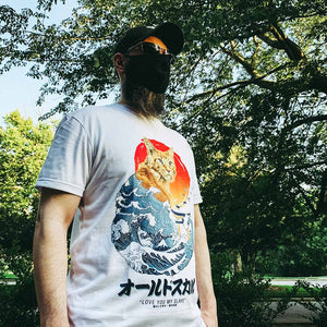 The Great Kitty Wave Japans most revered entity riding a wave by Oldskull Store USA the best store in North America.